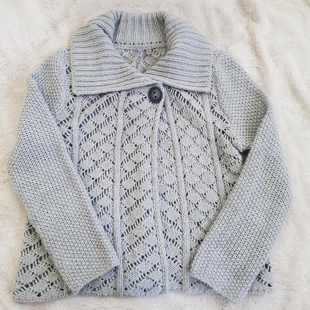 CASLON GRAY SWEATER W/2 SNAP CLOSURE - PETITE LARGE